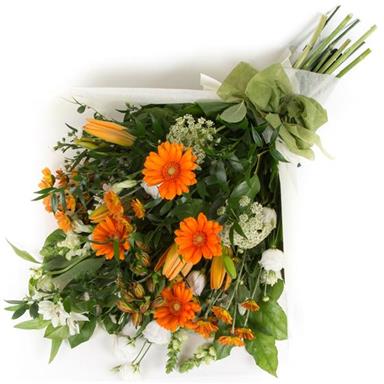 Orange & White Traditional Bouquet Fiona's Flowers Florist New Rossi